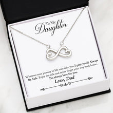 Load image into Gallery viewer, Infinity Love Necklace Dad to Daughter (White/Yellow Gold)
